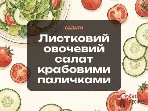 Листковий овочевий салат крабовими паличками