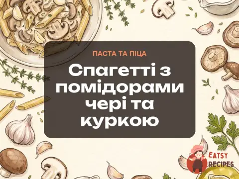 Спагетті з помідорами чері та куркою