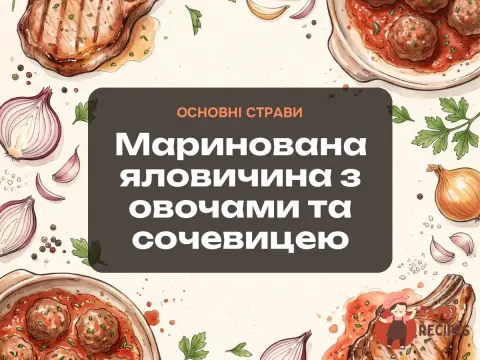 Маринована яловичина з овочами та сочевицею