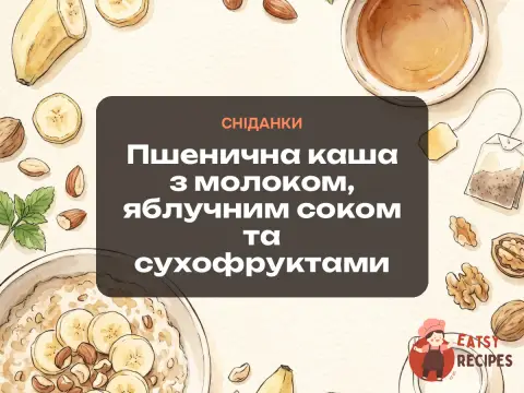 Пшенична каша з молоком, яблучним соком та сухофруктами