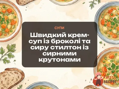Швидкий крем-суп із броколі та сиру стилтон із сирними крутонами