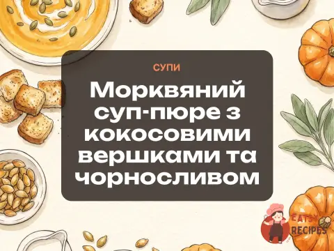 Морквяний суп-пюре з кокосовими вершками та чорносливом