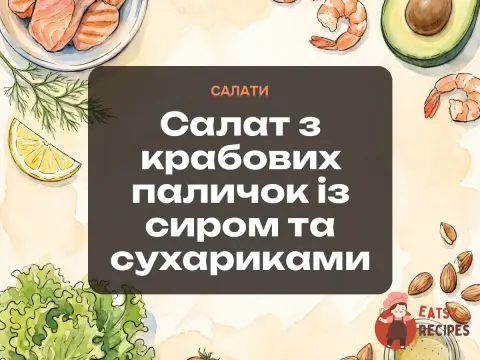Салат з крабових паличок із сиром та сухариками
