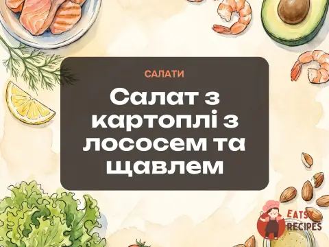 Салат з картоплі з лососем та щавлем