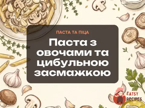 Паста з овочами та цибульною засмажкою