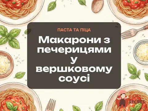 Макарони з печерицями у вершковому соусі