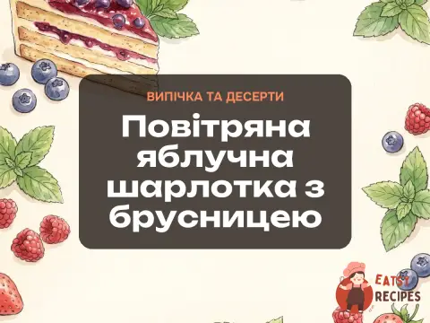 Повітряна яблучна шарлотка з брусницею