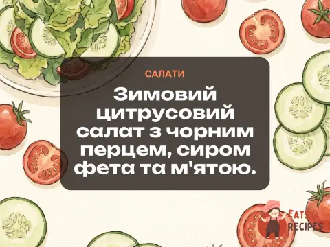 Зимовий цитрусовий салат з чорним перцем, сиром фета та м'ятою.