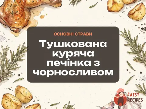 Тушкована куряча печінка з чорносливом