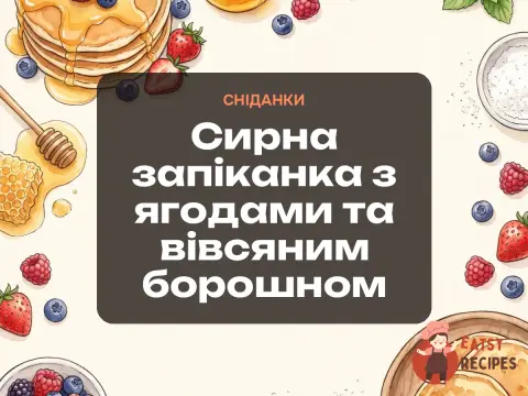 Сирна запіканка з ягодами та вівсяним борошном