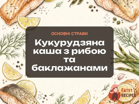 Кукурудзяна каша з рибою та баклажанами