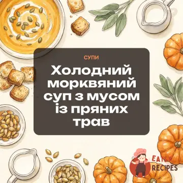 Холодний морквяний суп з мусом із пряних трав