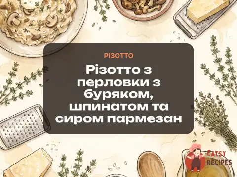 Різотто з перловки з буряком, шпинатом та сиром пармезан