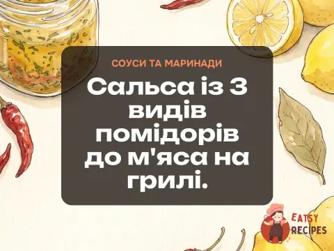 Сальса із 3 видів помідорів до м'яса на грилі.