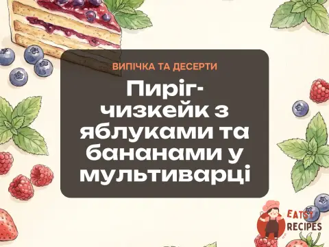 Пиріг-чизкейк з яблуками та бананами у мультиварці