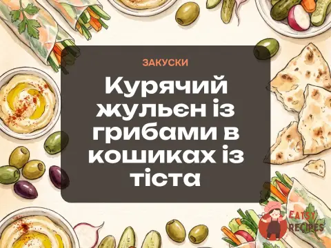 Курячий жульєн із грибами в кошиках із тіста