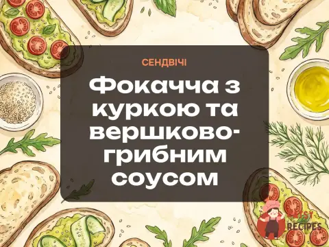 Фокачча з куркою та вершково-грибним соусом