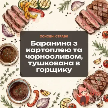 Баранина з картоплею та чорносливом, тушкована в горщику