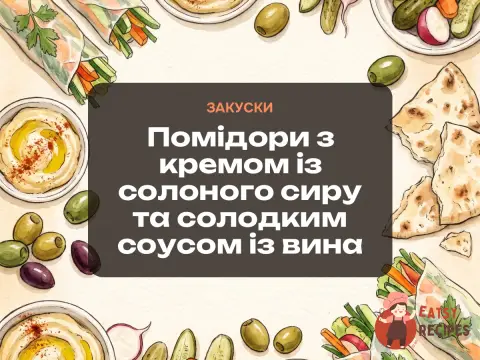 Помідори з кремом із солоного сиру та солодким соусом із вина