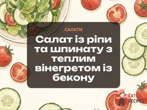 Салат із ріпи та шпинату з теплим вінегретом із бекону