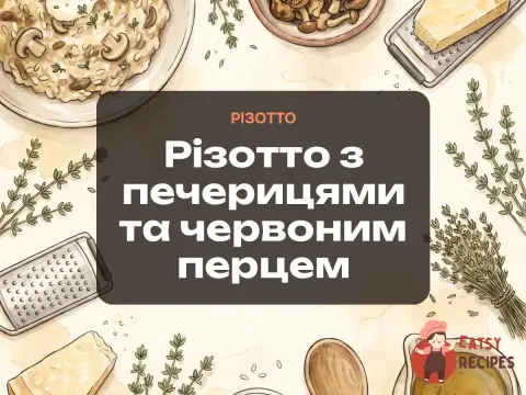 Різотто з печерицями та червоним перцем