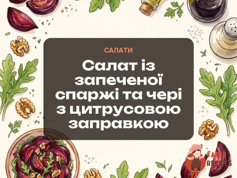 Салат із запеченої спаржі та чері з цитрусовою заправкою