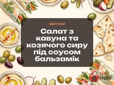 Салат з кавуна та козячого сиру під соусом бальзамік