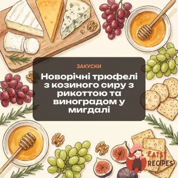 Новорічні трюфелі з козиного сиру з рикоттою та виноградом у мигдалі