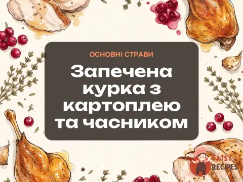 Запечена курка з картоплею та часником