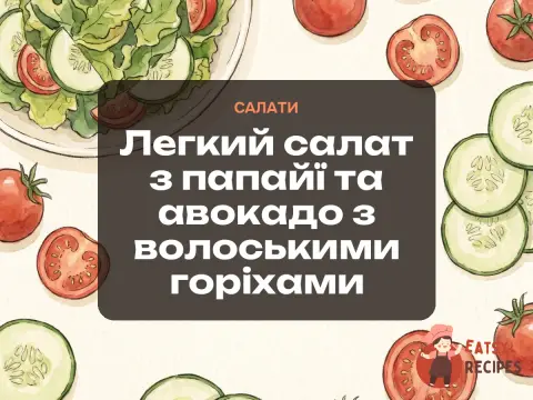Легкий салат з папайї та авокадо з волоськими горіхами