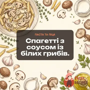Спагетті з соусом із білих грибів.
