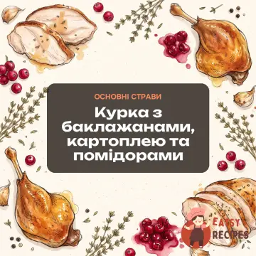 Курка з баклажанами, картоплею та помідорами