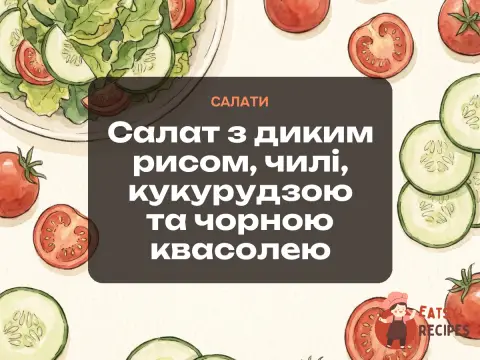Салат з диким рисом, чилі, кукурудзою та чорною квасолею