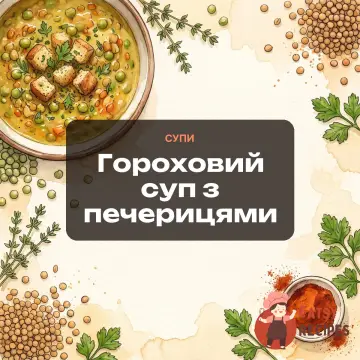 Гороховий суп з печерицями