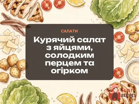 Курячий салат з яйцями, солодким перцем та огірком