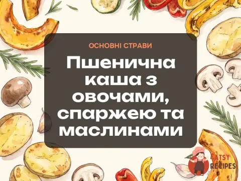 Пшенична каша з овочами, спаржею та маслинами