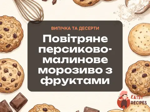 Повітряне персиково-малинове морозиво з фруктами