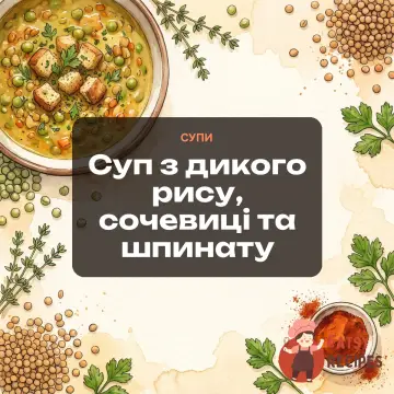 Суп з дикого рису, сочевиці та шпинату