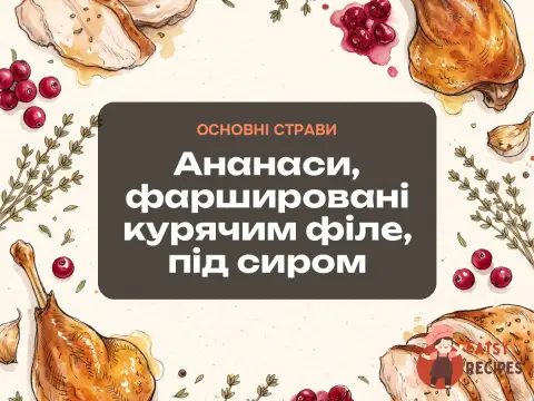 Ананаси, фаршировані курячим філе, під сиром