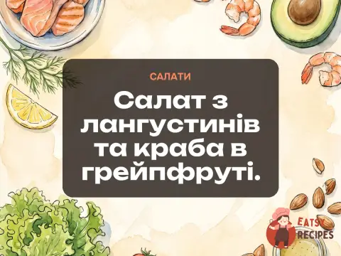 Салат з лангустинів та краба в грейпфруті.