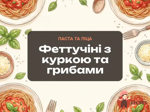 Феттучіні з куркою та грибами