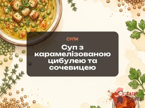 Суп з карамелізованою цибулею та сочевицею
