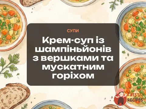Крем-суп із шампіньйонів з вершками та мускатним горіхом