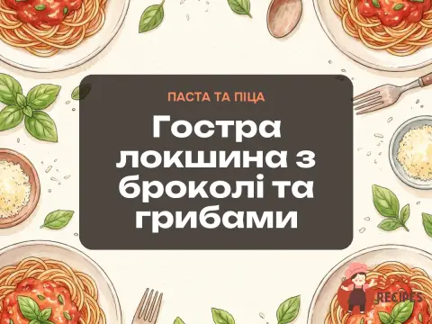 Гостра локшина з броколі та грибами