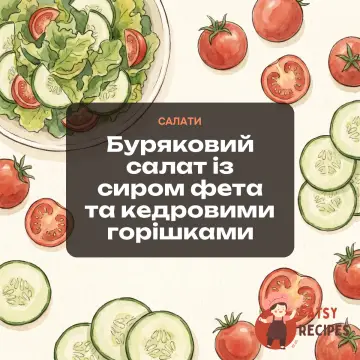 Буряковий салат із сиром фета та кедровими горішками