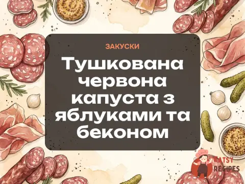 Тушкована червона капуста з яблуками та беконом