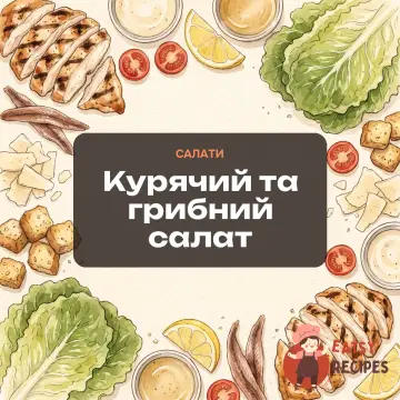 Курячий та грибний салат