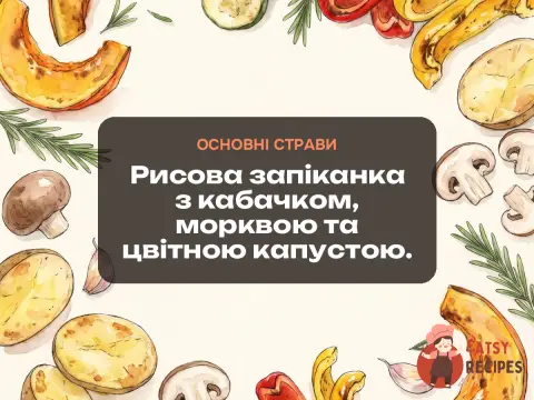 Рисова запіканка з кабачком, морквою та цвітною капустою.