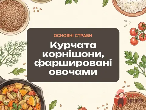 Курчата корнішони, фаршировані овочами