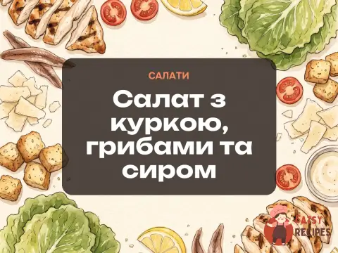 Салат з куркою, грибами та сиром